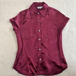 Women’s Vintage Y2K Red Maroon Accomplice Fitted Button Front Top